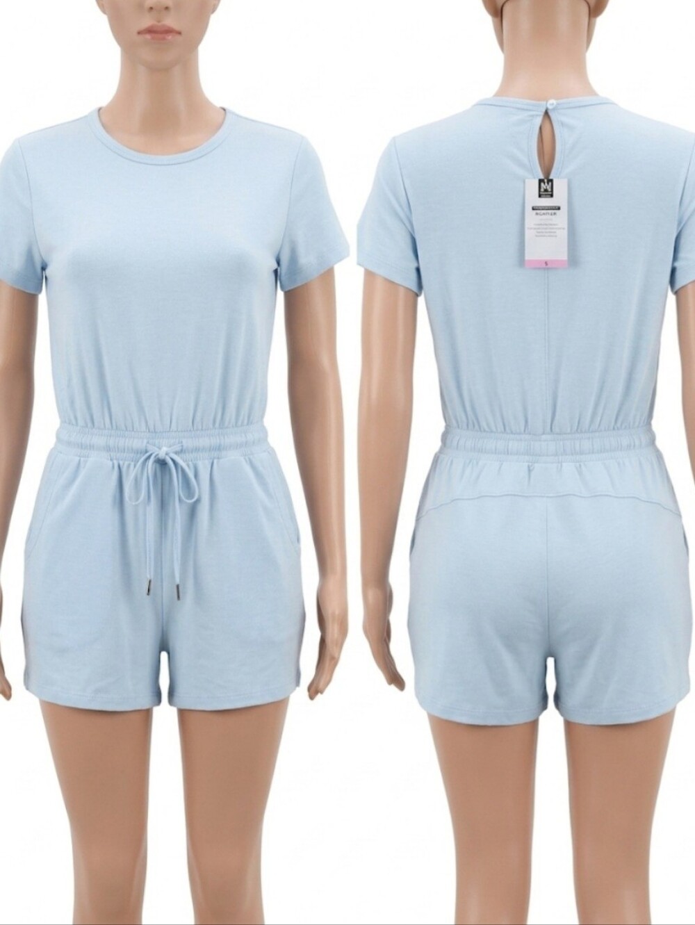 Light Blue Short Sleeve Romper - Womens Size,small